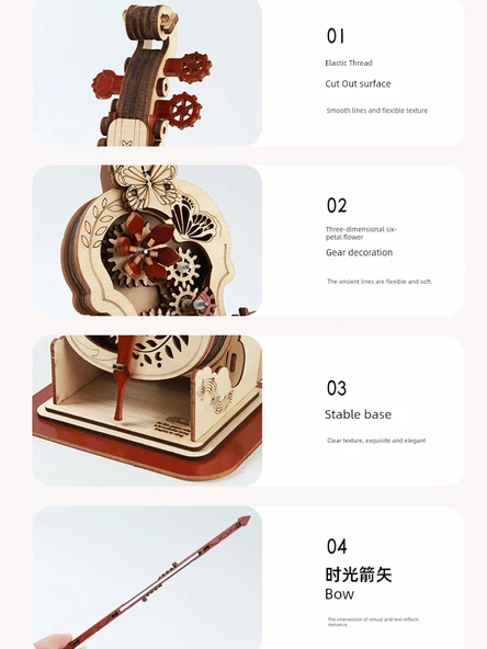 DIY Ahşap Çello Müzik Kutusu - Kurulum Videosu ve Talimatlarla - 5