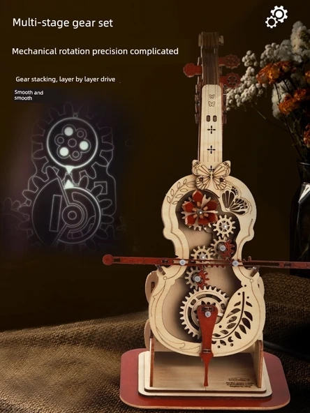DIY Ahşap Çello Müzik Kutusu - Kurulum Videosu ve Talimatlarla - 3