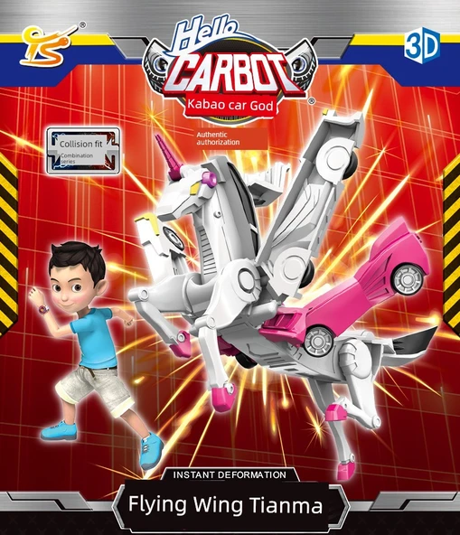 Kanatlı Tianma Dönüşen Pony Unicorn Araba Robot Oyuncak - Renkli Pembe - 7