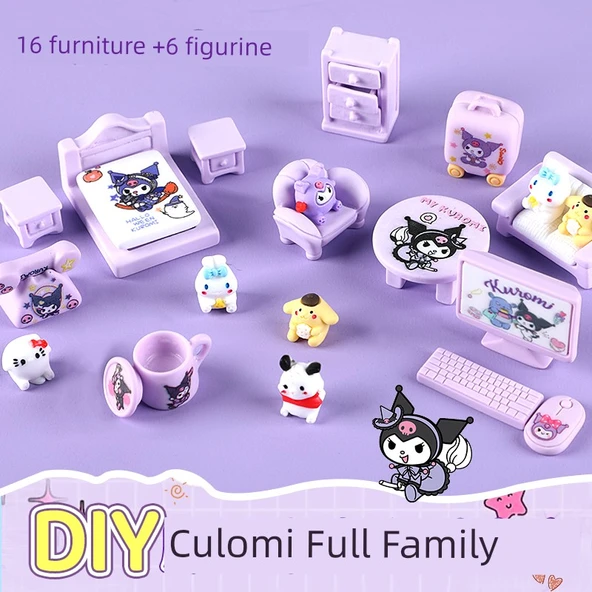 Sanrio Oyuncak Melodi Masaüstü Dekorasyonu - Kulo Zi Aile Portreleri Seti [22 Parça]