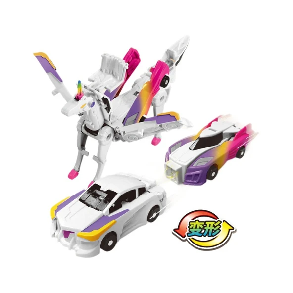 Kanatlı Tianma Dönüşen Pony Unicorn Araba Robot Oyuncak - Renkli Pembe - 6