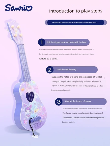 Çocuk Ukulele Çilek Ayı Raket - Orta Boy - 6