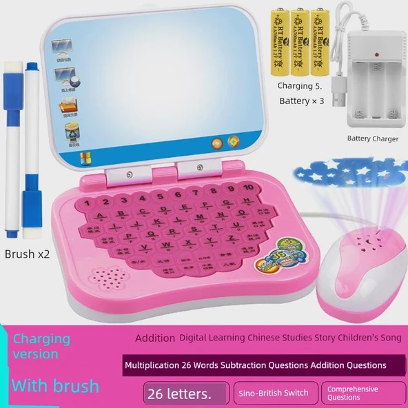 Çocuk Eğitim Tableti - Pembe - 1 Kalem (Pilli) - 10