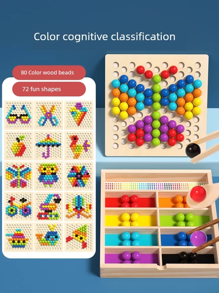 Çocuklar için Renk Tanıma Oyuncak Seti - Şekil Eşleştirme Dört Sütunlu - Resim 2