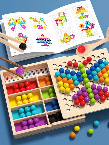 Çocuklar için Renk Tanıma Oyuncak Seti - Şekil Eşleştirme Dört Sütunlu - Resim 3