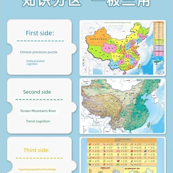 Manyetik Dünya Haritası Puzzle - Büyük Boy Çin ve Dünya Yapboz Seti - Resim 3