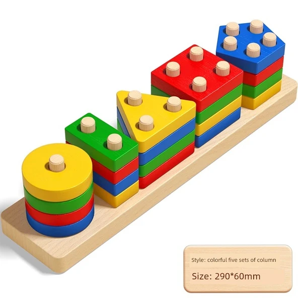 Montessori Geometrik Şekil Eşleştirme Oyunu - Beş Sütunlu