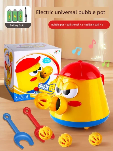 Pilli Balon Fırlatıcı Oyuncak Seti - 2 Kürek ve 5 Bilye