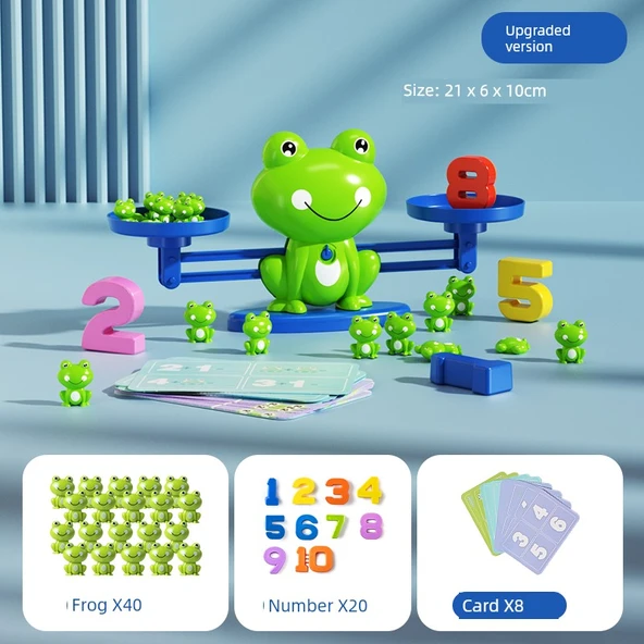 Montessori Matematik Oyuncakları - Küçük Boy Deneyim Seti (40 Kurbağa + 20 Sayı + 8 Soru Kartı)