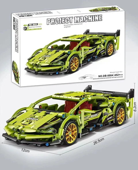Lamborghini Huili Yeşil İnek Model Yarış Arabası Yapı Blokları [452 Parça]
