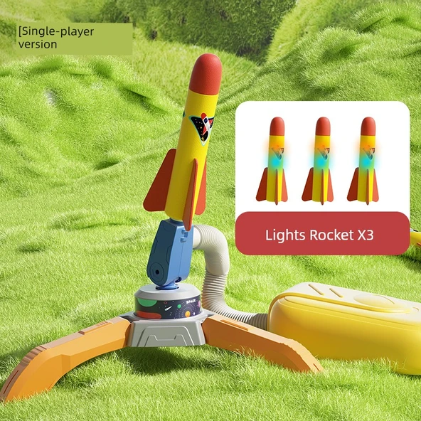 Çocuk Roket Fırlatıcı Oyuncak Seti - Tekli Fırlatıcı + 3 Işıklı Roket
