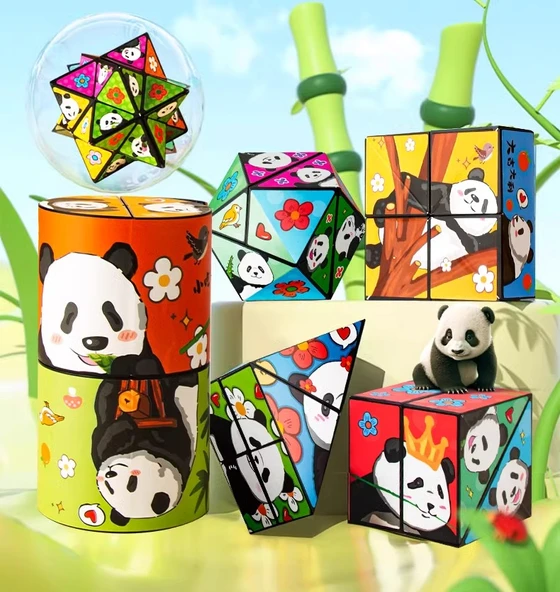 3D Geometrik Panda Küp Oyuncak - Kare - 9