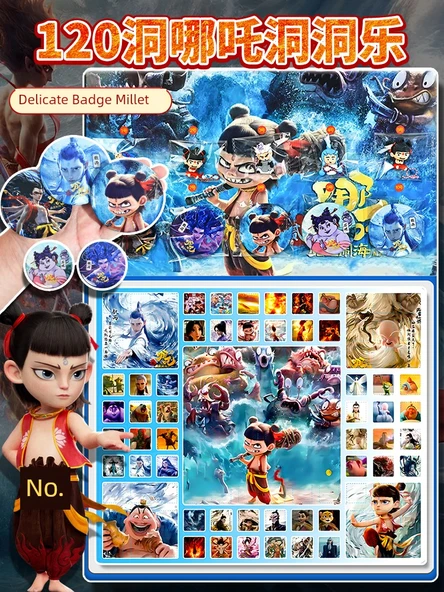 Nezha Dongle El Yapımı Sürpriz Kutu - 120 Duman [Mavi Şeytan Çocuk Denizi] Rozet Darı