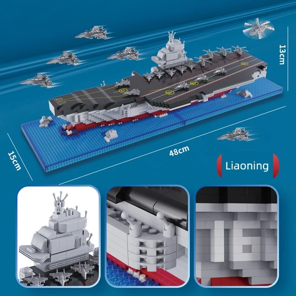 Askeri Savaş Gemisi Uçak Gemisi Model Yapı Taşları - M2084 Fujian Savaş Gemisi [1671 Parça] - 3
