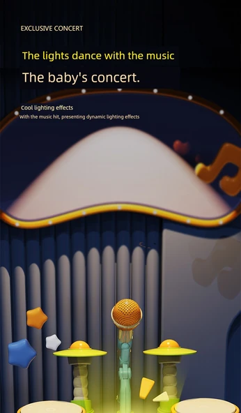 Çocuk Müzik Oyuncak Davul Seti - Şarjlı - Dört Taraflı - Miks Davul Modu - Resim 11