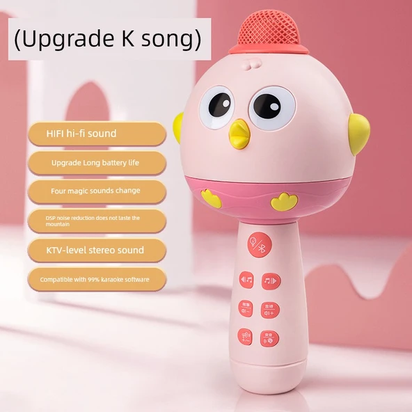 Kablosuz Bluetooth Şarkı Söyleyen Mikrofon - Denny Pembe [K Şarkı Yükseltme] + USB Şarjlı