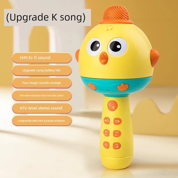 Kablosuz Bluetooth Şarkı Söyleyen Mikrofon - Yal Sarı [K Şarkı Yükseltme] + USB Şarjlı