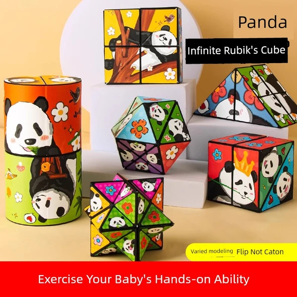 3D Geometrik Panda Küp Oyuncak - Kare - 2