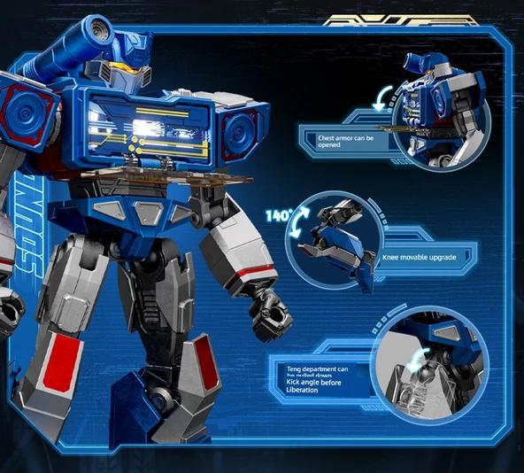 Transformers Starscream Yapı Taşları - Işıklı Göz ve Göğüs - Tabanlı - 11