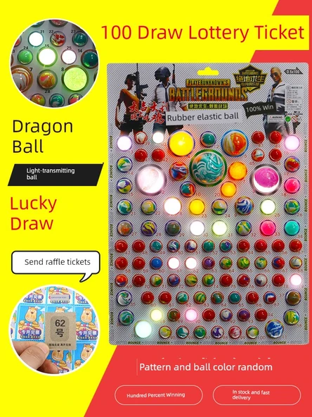 Işıklı Lastik Zıplayan Top Çekiliş Kutusu - Parlak Renkli Şeffaf Top 100 Çekiliş Bileti [Daha Büyük Toplar/Daha Güçlü Esneklik]