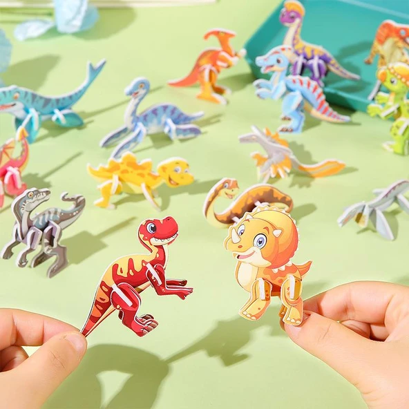 Kağıt Puzzle Dinozor - 5'li Paket