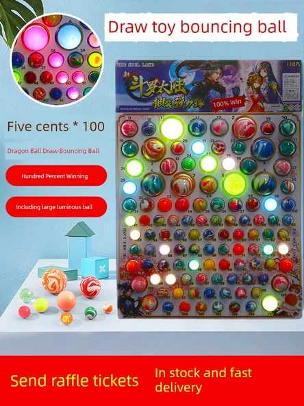 Işıklı Lastik Zıplayan Top Çekiliş Kutusu - Renkli Elastik Top 110 Çekiliş Bileti [Daha Büyük Toplar/Daha Elastik] - 2