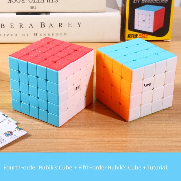 Rubik Küp Seti - 4. ve 5. Seviye Düz Renk + Eğitim