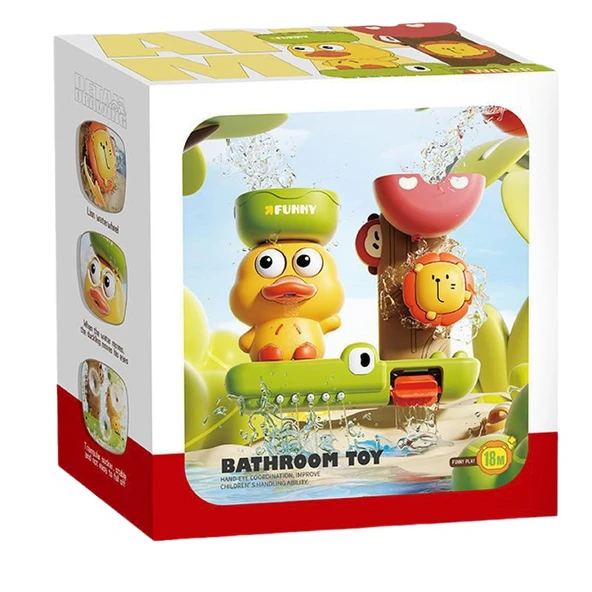Çocuk Banyo Oyuncak Hediye Seti - Sevimli Çirkin Ördek Müzikli Vantuzlu + Yeşil Ördek Su Kamyonu - 6