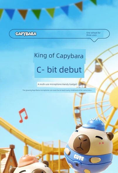 Çocuk Karaoke Mikrofon Oyuncak - Kapibara Mavi - Bluetooth USB - Resim 7