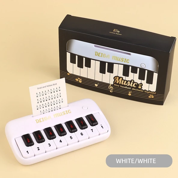 Mini Elektronik Klavye Piyano Oyuncak - Beyaz - Müzik Hediye Kutulu