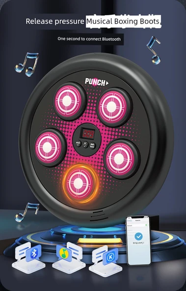 Müzikli Boks Makinesi - Bluetooth Skorlu - Turuncu - 10