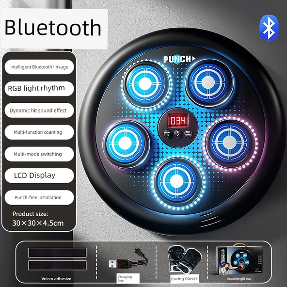 Müzikli Boks Makinesi - Bluetooth Skorlu - Mavi