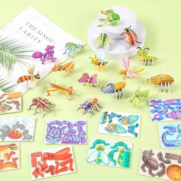 Kağıt Puzzle Böcek - 5'li Paket