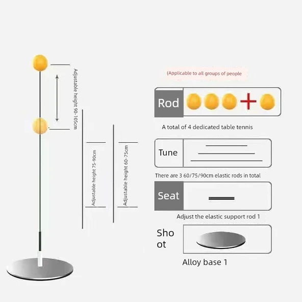 Yaşlı Egzersiz Oyuncak Seti - Metal Tabanlı (4 Top + Plastik Raket + Yükseklik Ayarlı)