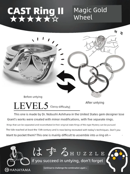 Hanayama Cast Ring II Sihirli Altın Çark Zeka Oyunu - Zorluk 5