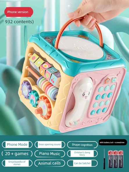Bebek Müzik Aleti Davul Oyuncak - Gök Mavisi, Pilli Model