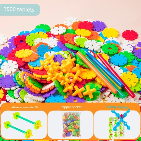Çocuk Kar Tanesi Yapı Blokları Puzzle Oyuncak - 1500 Parça