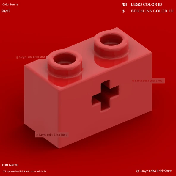 LEGO 32064 Yeşil 1x2 Delikli Tuğla - Resim 2