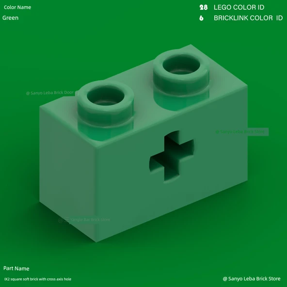 LEGO 32064 Yeşil 1x2 Delikli Tuğla