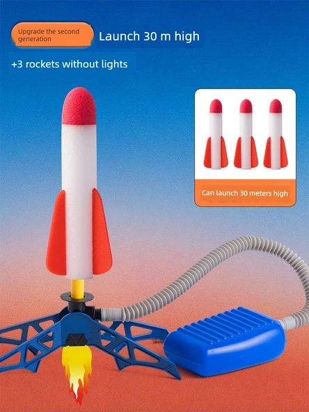 Roket Fırlatıcı Oyuncak - Temel Işıksız Model, 25m (3 Roket)