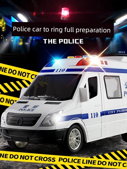 Oyuncak Araba Seti - Ambulans, Polis ve Okul Otobüsü - 6 Metal Araba, 6 Bebek, Yol Bariyeri ve Harita - 6