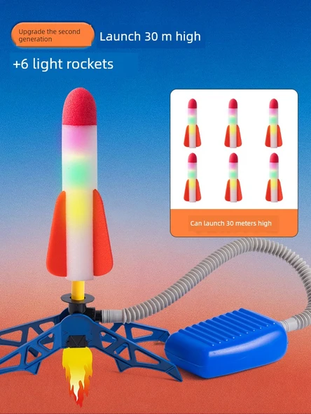 Roket Fırlatıcı Oyuncak - Temel Işıksız Model, 30m (6 Normal Roket)