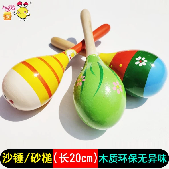 Ahşap Kum Çıngırağı - Pembe Seri (Rastgele Desen) - 3