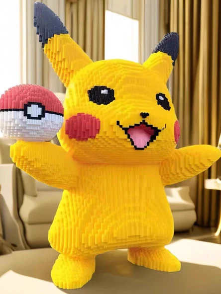 60cm Pikachu Yapı Taşları Puzzle (Yapı Taşı Çekiç Hediyeli) - 7