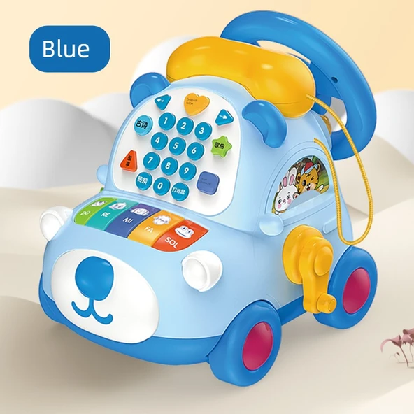 Oyuncak Telefon - 19'u 1 Arada Ayıcık - Mavi Pilli Model 6832