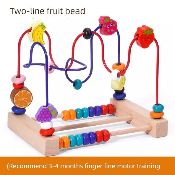 Montessori Bebek Boncuk Oyuncakları - Meyveli İki Sıralı Boncuk (3-4 Aylık Bebekler İçin)