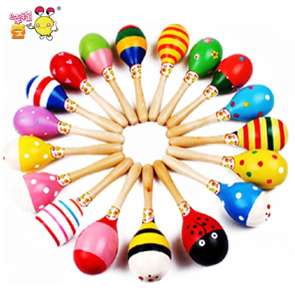 Ahşap Kum Çıngırağı - Pembe Seri (Rastgele Desen) - 5