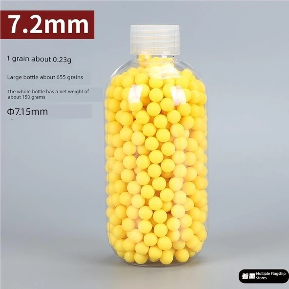 Oyuncak Silah Mermisi - 7.2mm - Yumuşak Kauçuk - 655 Adet - Büyük Yuvarlak Şişe