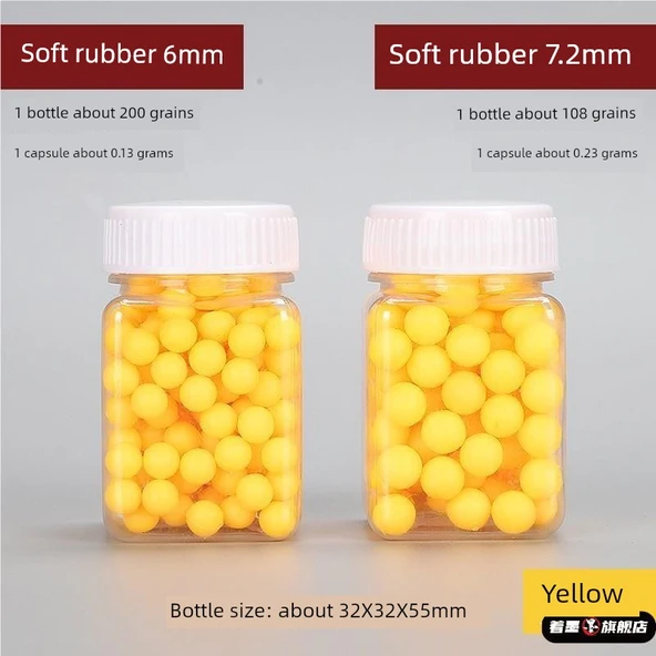Oyuncak Silah Mermisi - 6mm/7.2mm - Yumuşak Kauçuk - 308 Adet - Kare Şişe
