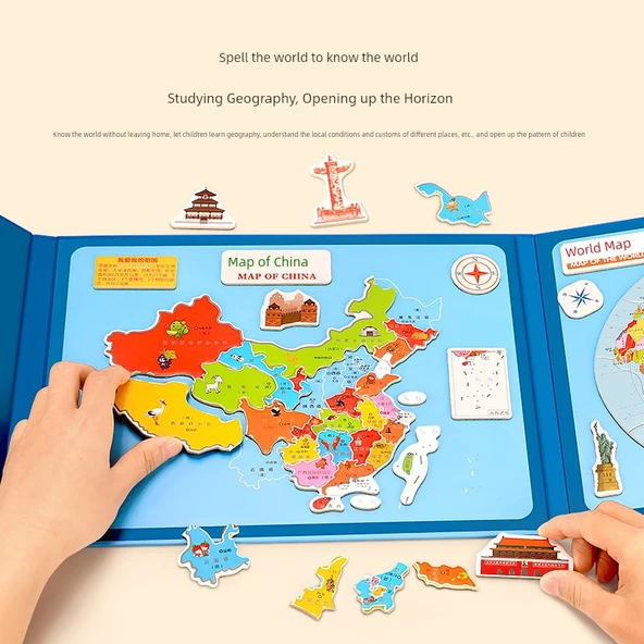 Manyetik Dünya Haritası Puzzle - Orta Huarong Yolu - 3